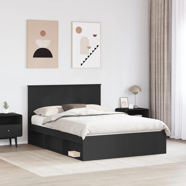 vidaXL Cadre de lit Noir 140 x 200 cm Bois de pin massif