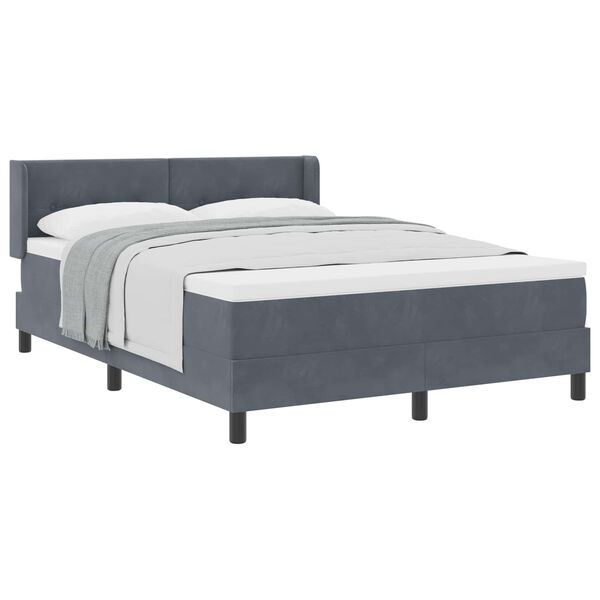vidaXL Lit &agrave; ressorts avec matelas Gris fonc&eacute; 200 x 160 cm Polyester