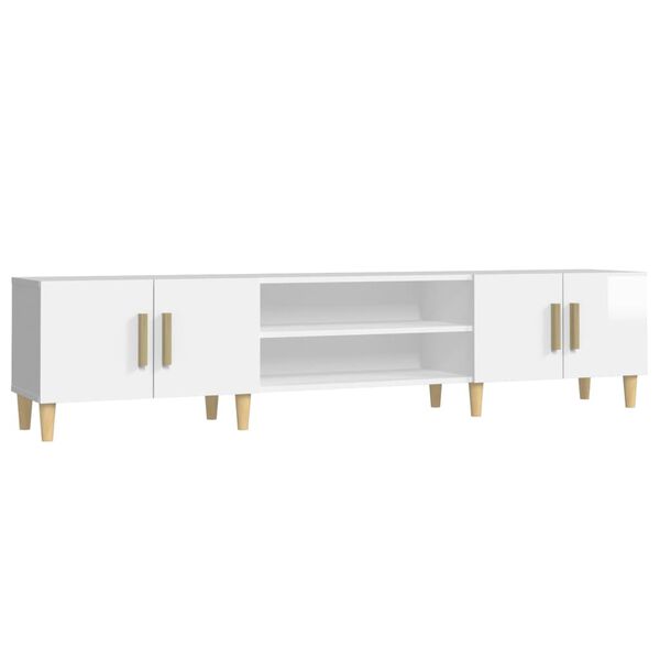 vidaXL Meuble TV blanc brillant 180x31,5x40 cm bois d'ing&eacute;nierie