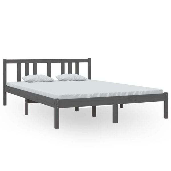 vidaXL Cadre de lit sans matelas gris bois massif 140x200 cm