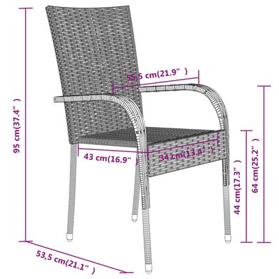 vidaXL Ensemble à manger de jardin 7 pcs Marron et noir