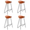 vidaXL Chaises de bar lot de 4 marron cuir v&eacute;ritable