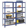 vidaXL &Eacute;tag&egrave;res de rangement &agrave; 5 niveaux 2 pcs Bleu Acier et bois