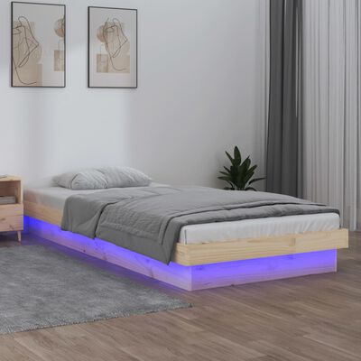 vidaXL Cadre de lit à LED 90x200 cm Bois massif