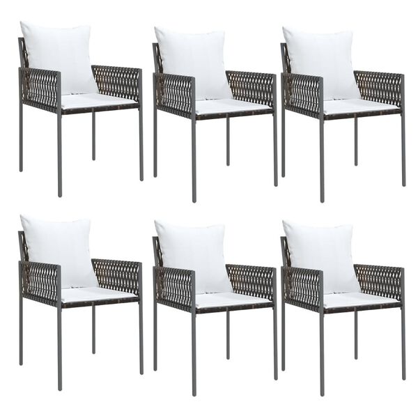 vidaXL Ensemble &agrave; manger de jardin 7 pcs coussins r&eacute;sine tress&eacute;e acier