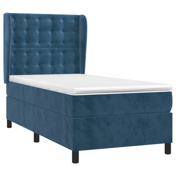 vidaXL Sommier &agrave; lattes de lit avec matelas Bleu fonc&eacute; 90x190 cm