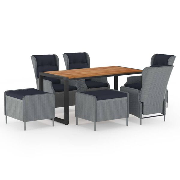 vidaXL Ensemble &agrave; manger de jardin 7 pcs gris clair