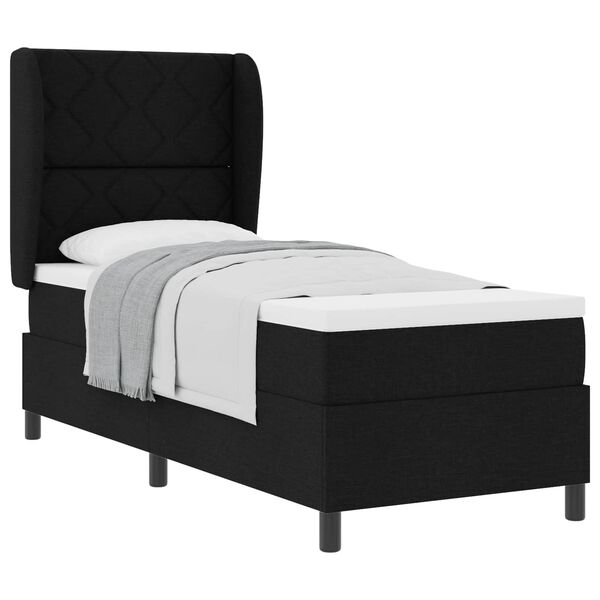 vidaXL Lit &agrave; ressorts avec matelas Noir 80 x 200 cm tissu