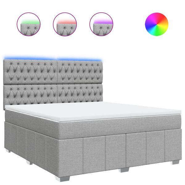 vidaXL Sommier &agrave; lattes de lit avec matelas Gris clair 180x200cm Tissu