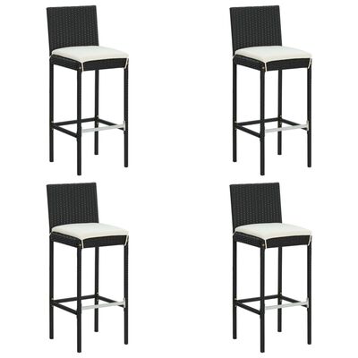 vidaXL Ensemble de bar de jardin 5 pcs et coussins Résine tressée Noir