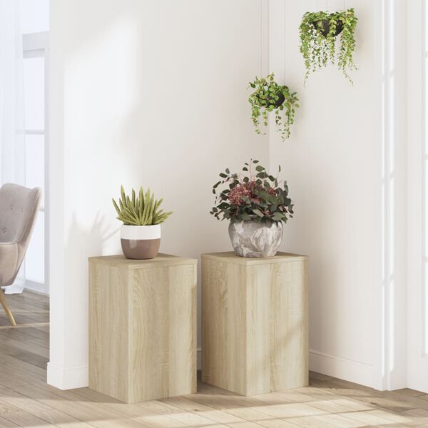 vidaXL Supports pour plantes 2 pcs ch&ecirc;ne sonoma bois d'ing&eacute;nierie