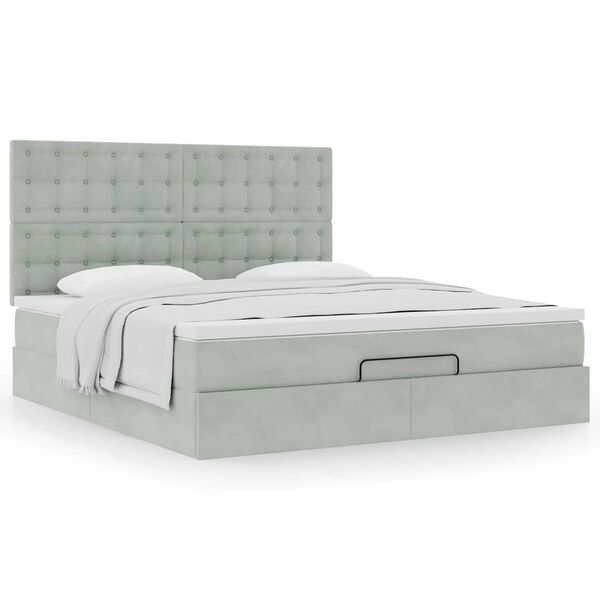 VidaXL Cadre de lit ottoman et matelas gris clair 160x200cm velours
