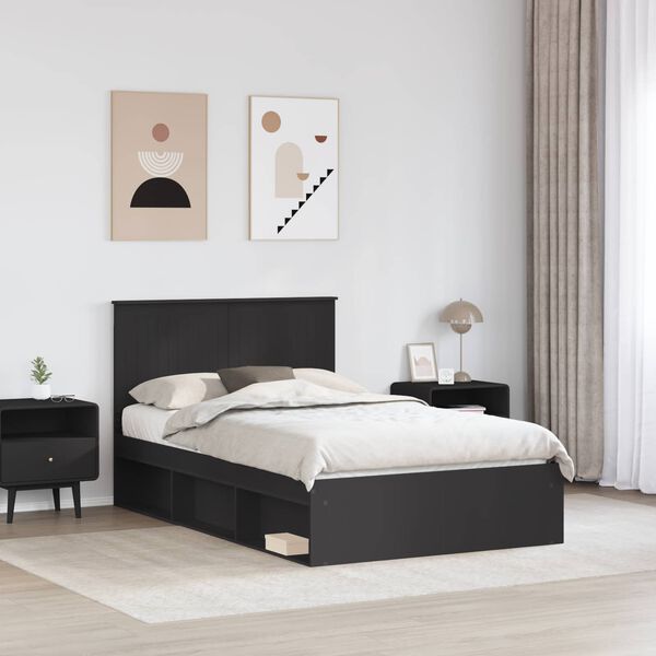 vidaXL Cadre de lit Noir 120 x 200 cm Bois de pin massif