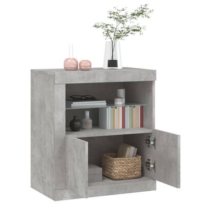 vidaXL Buffet avec lumières LED gris béton 60,5x37x67 cm