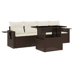 vidaXL Salon de jardin avec coussins 5 pcs marron r&eacute;sine tress&eacute;e