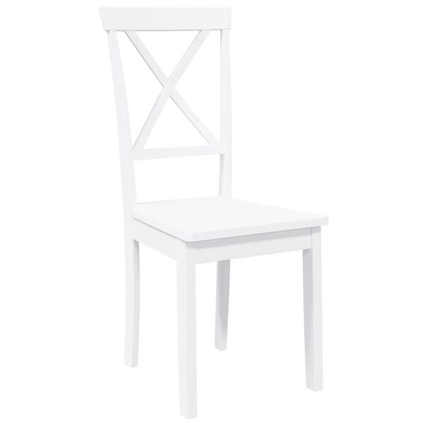 vidaXL Chaises à manger 2 pcs blanc bois massif caoutchouc