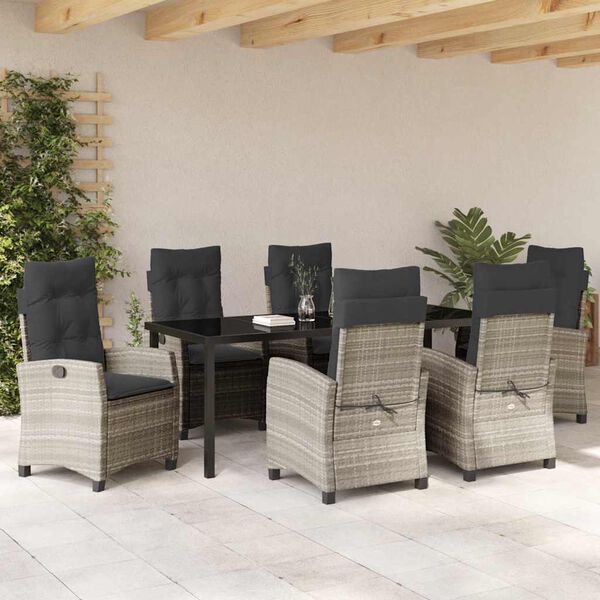 vidaXL Ensemble de salle &agrave; manger pour jardin 7 pcs Gris clair