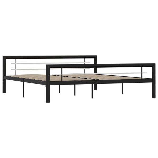 vidaXL Cadre de lit sans matelas noir et blanc métal 180x200 cm