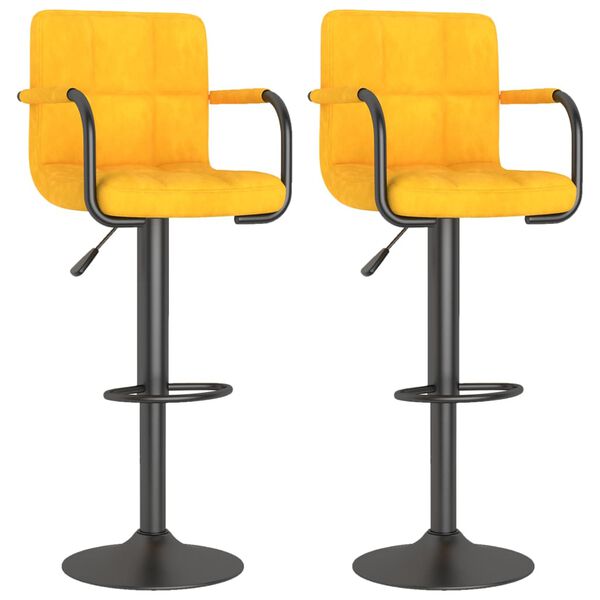 vidaXL Tabourets de bar lot de 2 jaune moutarde velours