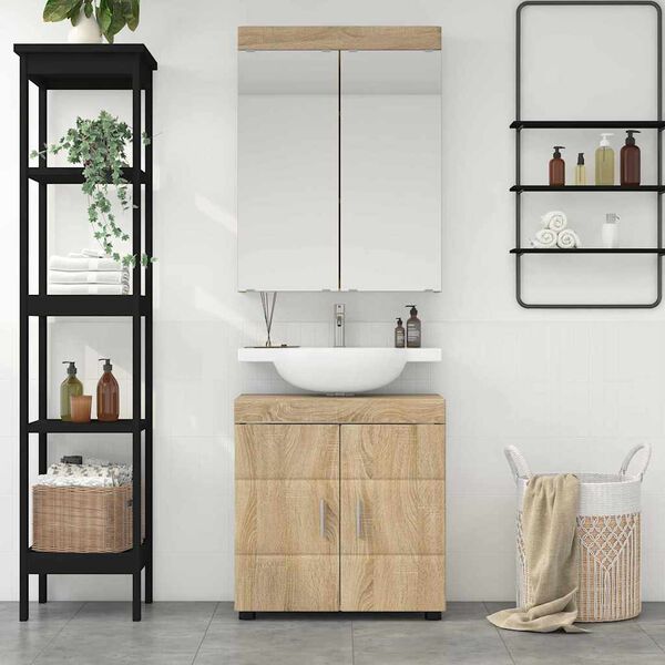 vidaXL Ensemble de mobilier de salle de bain TULUM Ch&ecirc;ne Sonoma