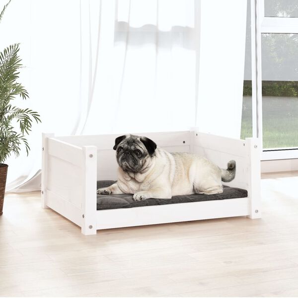 vidaXL Panier pour chien Blanc 65,5 x 50,5 x 28 cm Bois de pin massif