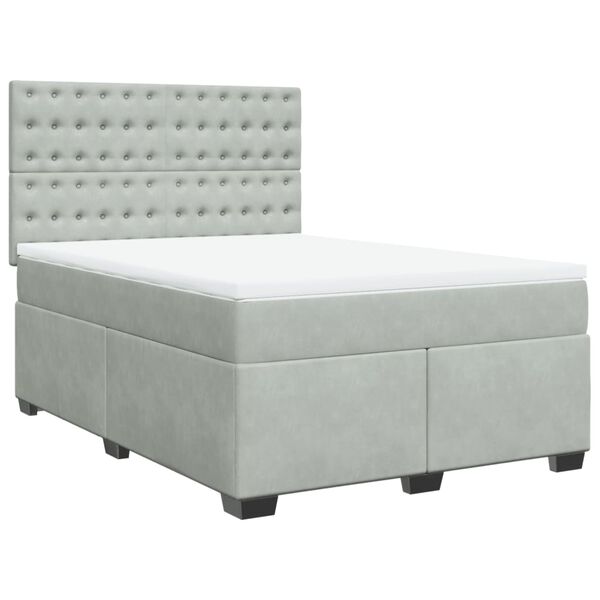 vidaXL Sommier &agrave; lattes de lit et matelas Gris clair 140x190cm Velours