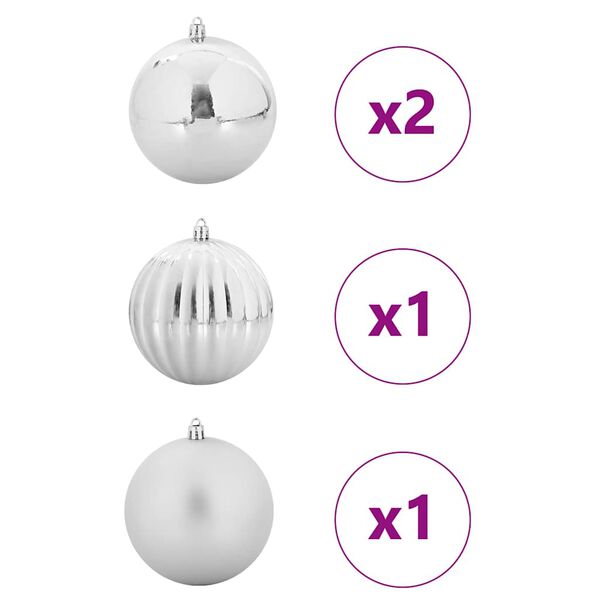 vidaXL Ensemble de Boules de No&euml;l 4 pcs Argent Plastique