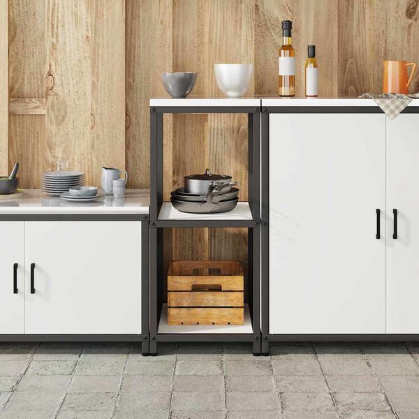 vidaXL Rangement de cuisine avec &eacute;tag&egrave;re Blanc 60 x 50 x 92 cm Acier