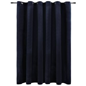 vidaXL Rideau occultant avec anneaux en m&eacute;tal Velours Noir 290x245 cm