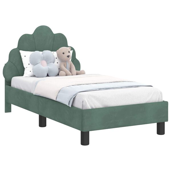 vidaXL Cadre de lit pour tout-petit avec t&ecirc;te de lit Vert Mer Velours