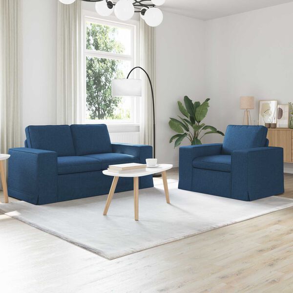 vidaXL Canap&eacute; 120cm 2 pcs Bleu M&eacute;tал