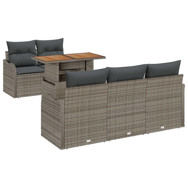 vidaXL Ensemble de canap&eacute; de jardin 6 pcs Gris Poly rotin