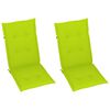 vidaXL Chaises de jardin lot de 2 et coussins vert vif Teck massif