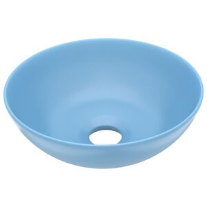 vidaXL Lavabo de salle de bain C&eacute;ramique Bleu clair Rond