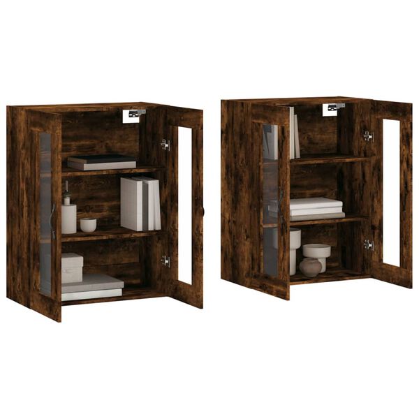 vidaXL Armoires murales 2 pcs ch&ecirc;ne fum&eacute; bois d'ing&eacute;nierie