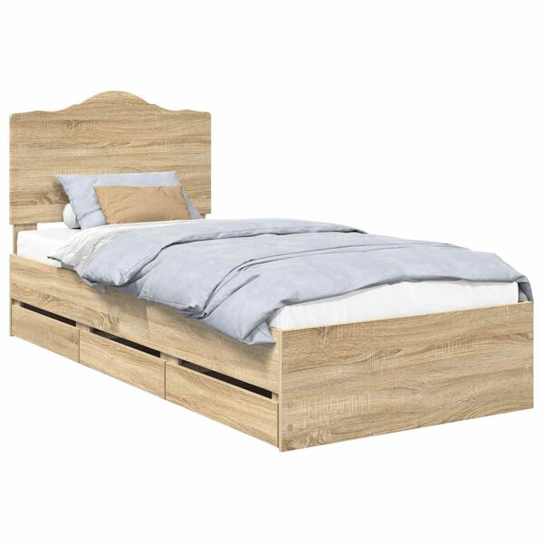 vidaXL Cadre de lit Ch&ecirc;ne Sonoma 90 x 200 cm Bois Ing&eacute;nierie