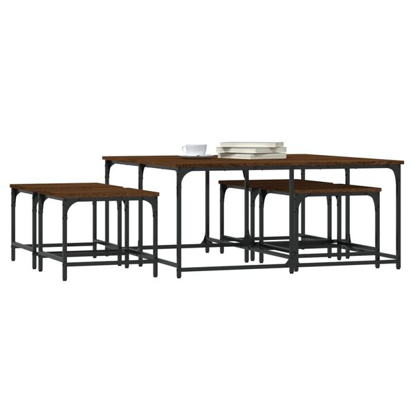 vidaXL Tables basses gigognes 5 pcs ch&ecirc;ne marron bois d'ing&eacute;nierie