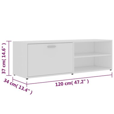 vidaXL Meuble TV Blanc 120x34x37 cm Bois d'ingénierie