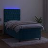 vidaXL Sommier &agrave; lattes de lit et matelas et LED Bleu fonc&eacute; 90x190 cm