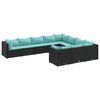 vidaXL Salon de jardin 10 pcs avec coussins noir r&eacute;sine tress&eacute;e