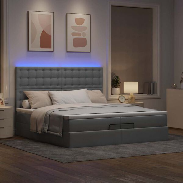 VidaXL Cadre de lit ottoman et matelas gris clair 200x200cm tissu