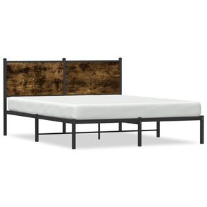 vidaXL Cadre de lit en m&eacute;tal sans matelas ch&ecirc;ne fum&eacute; 137x190 cm