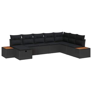 vidaXL Ensemble de canap&eacute; de jardin 8 pc Noir polyrotin