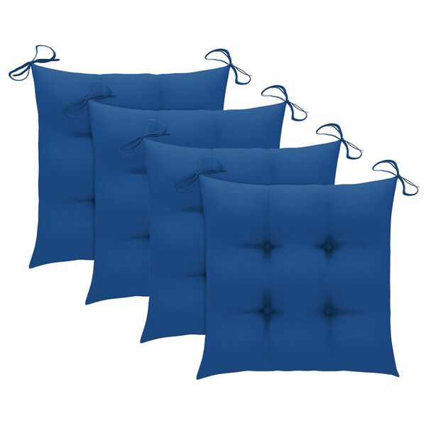 vidaXL Chaises de jardin et coussins bleu lot de 4 Bois de teck massif