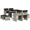 vidaXL Ensemble &agrave; manger de jardin et coussins 9 pcs gris clair rotin