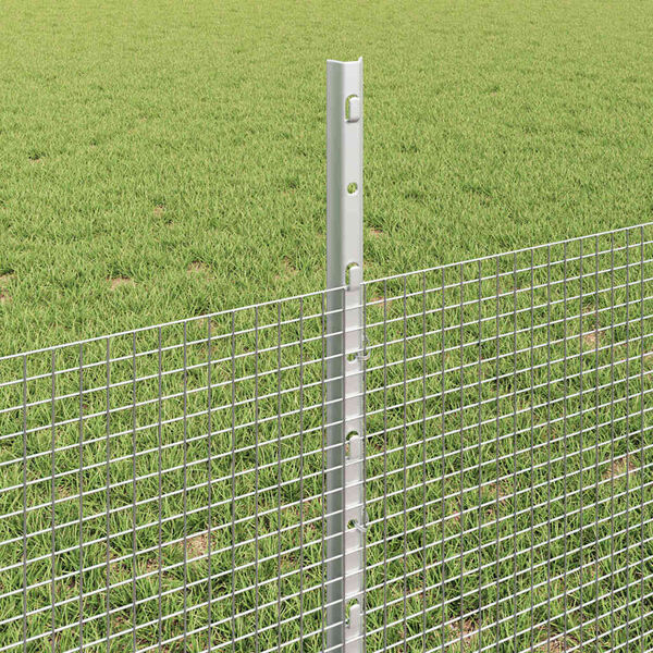 vidaXL Cl&ocirc;ture avec poteau Argent&eacute; 0,5 x 50 m Acier