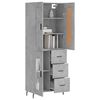 vidaXL Buffet haut Gris b&eacute;ton 69,5x34x180 cm Bois d'ing&eacute;nierie