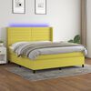 vidaXL Sommier &agrave; lattes de lit matelas et LED Vert 180x200 cm Tissu