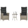 vidaXL Ensemble de bistro 3 pcs et coussins gris clair r&eacute;sine tress&eacute;e