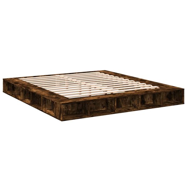 vidaXL Cadre de lit sans matelas ch&ecirc;ne fum&eacute; 200x200 cm